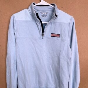 Vineyard Vines “The Shep Shirt” Quarter Zip Pullover – Light Blue | Boys L (16)